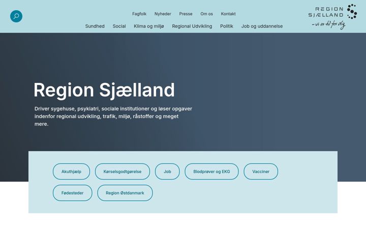 Screenshot of regionsjaelland.dk