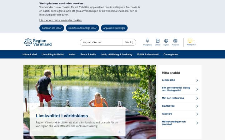Screenshot of regionvarmland.se