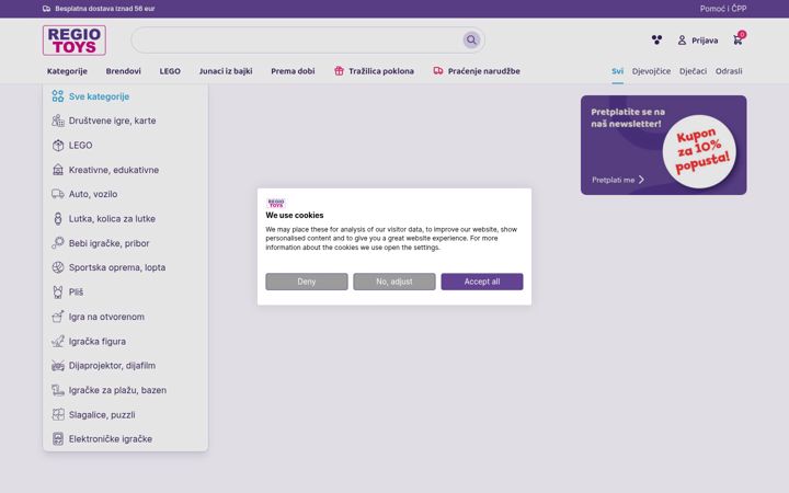 Kuvakaappaus sivustosta regiotoys.hr