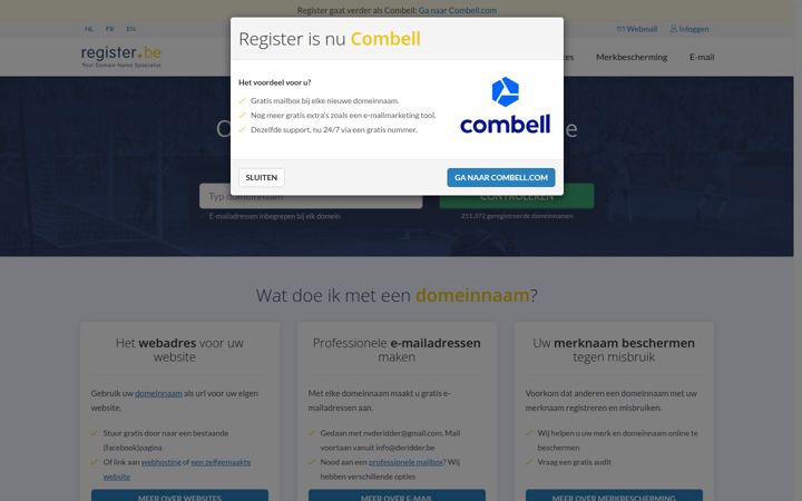 Snímek obrazovky register.be