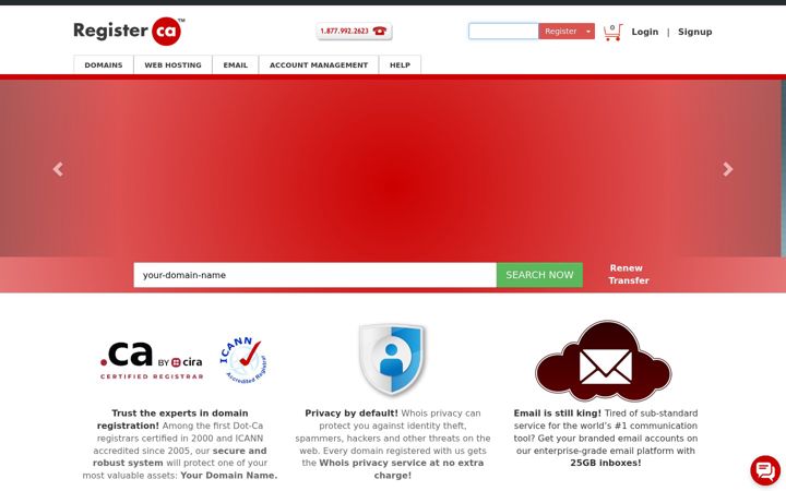 Screenshot of register.ca