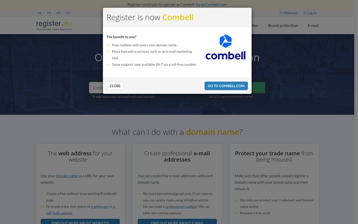 Screenshot of register.eu