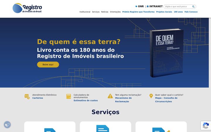 Screenshot of registrodeimoveis.org.br