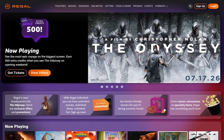 Screenshot of regmovies.com