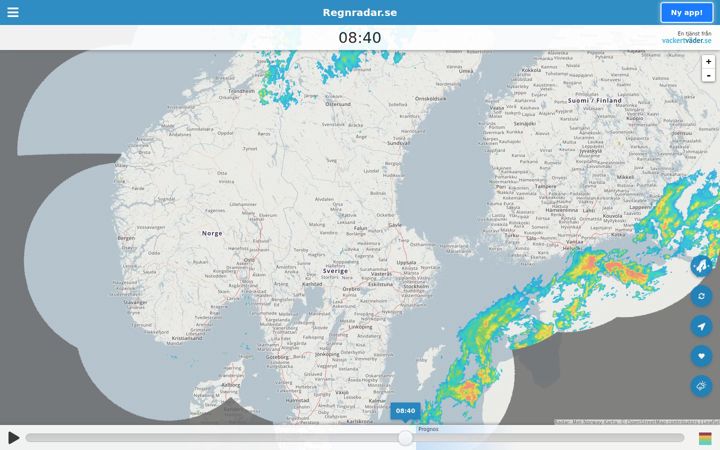 Ekrano kopija regnradar.se