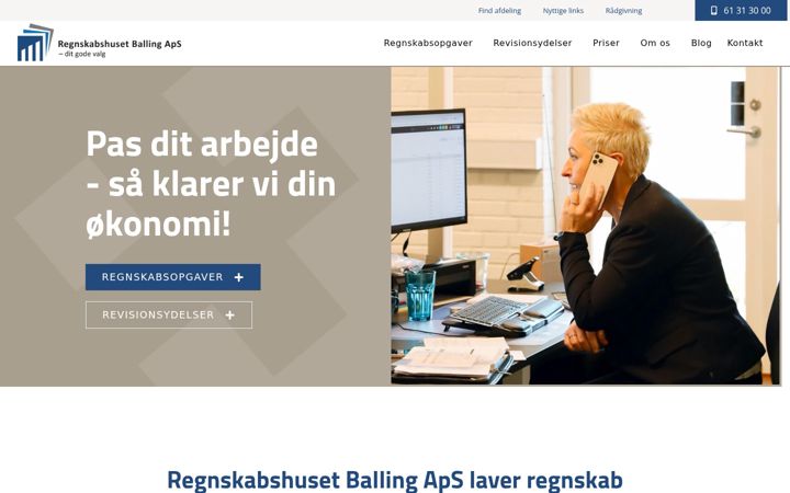 Ekraanipilt saidist regnskabshusetballing.dk