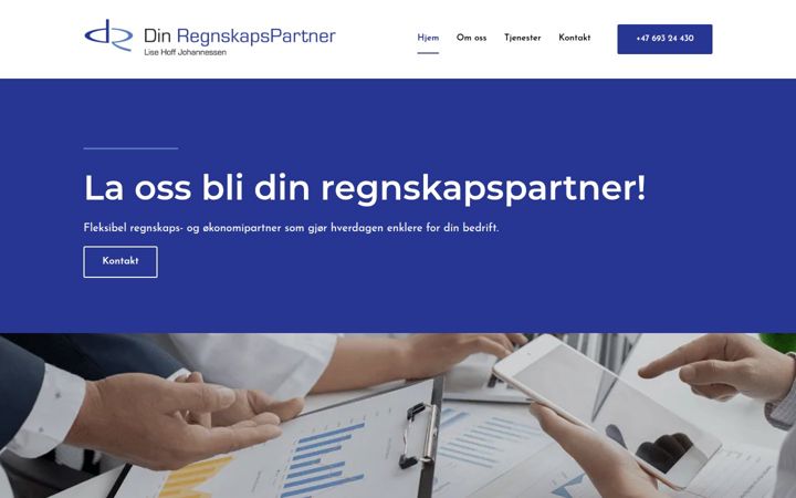 Screenshot stránky regnskapspartneren.no