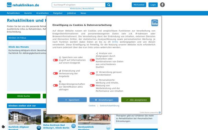 Screenshot of rehakliniken.de