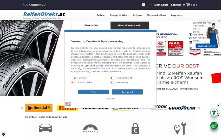 Screenshot of reifendirekt.at