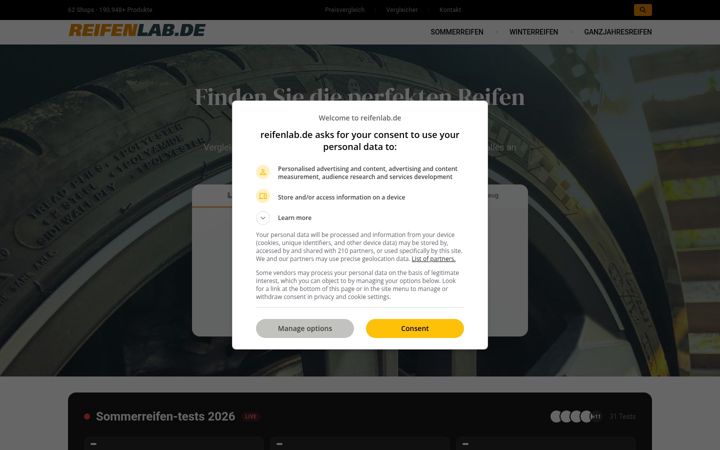 Screenshot von reifenlab.de