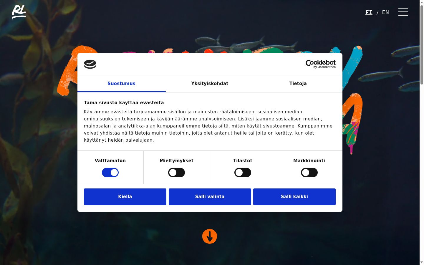 Snímek obrazovky baneru souhlasu zobrazeného před jakoukoli interakcí
