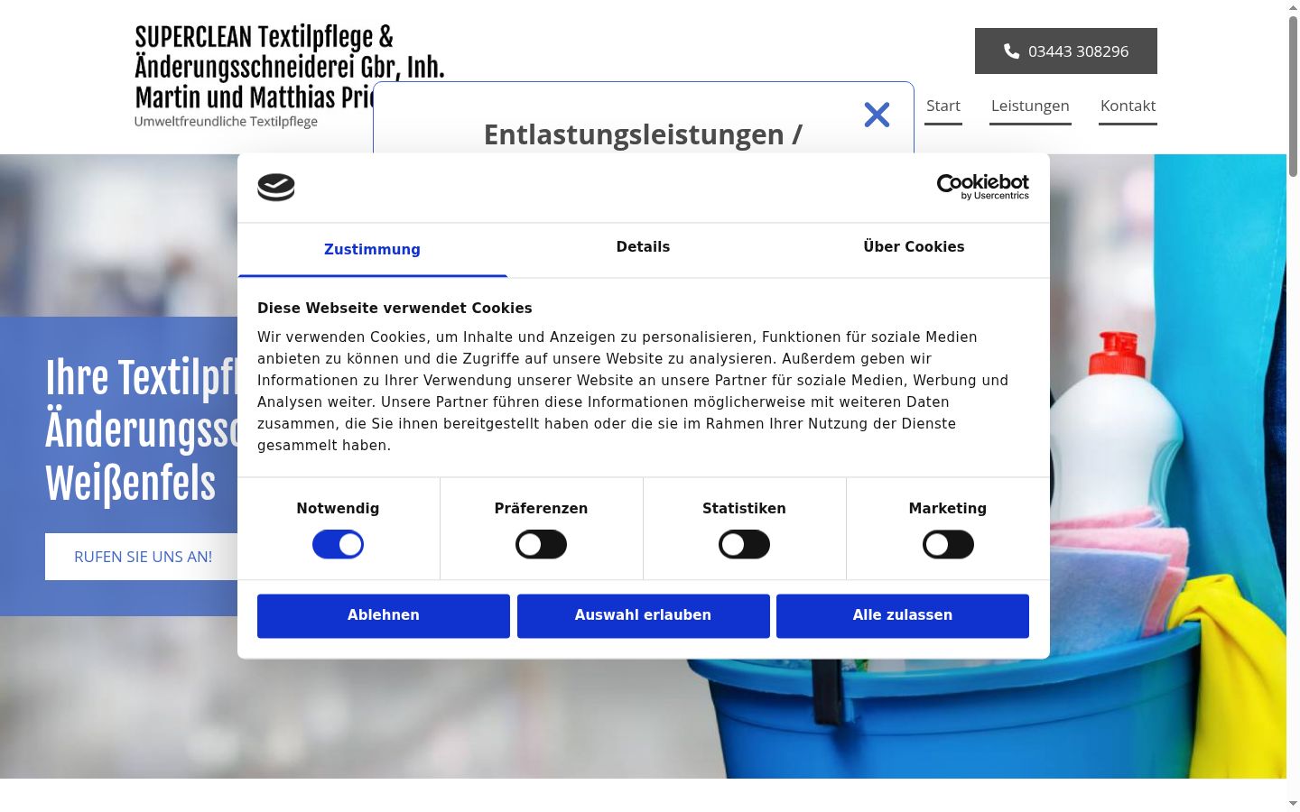 Screenshot van de toestemmingsbanner zoals getoond vóór enige interactie