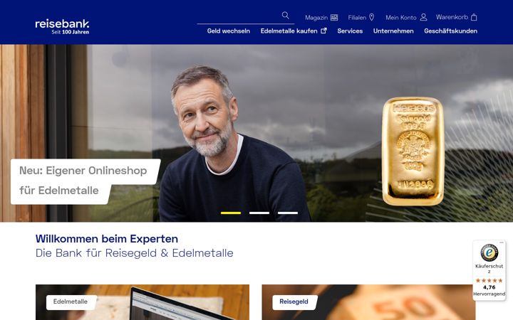 Screenshot of reisebank.de
