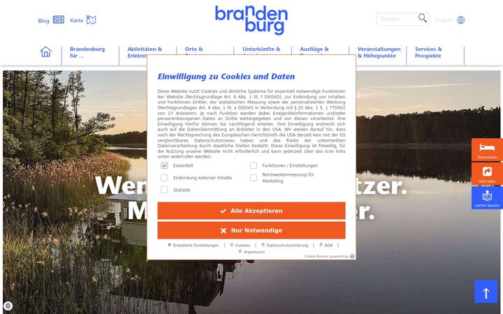 Screenshot of reiseland-brandenburg.de