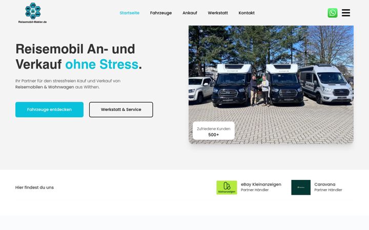 Kuvakaappaus sivustosta reisemobil-makler.de