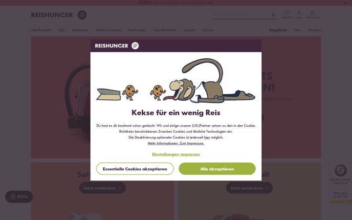 Screenshot of reishunger.de