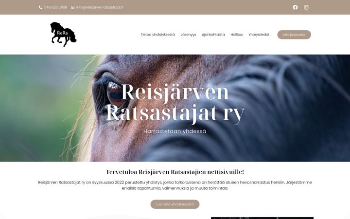 Screenshot stránky reisjarvenratsastajat.fi