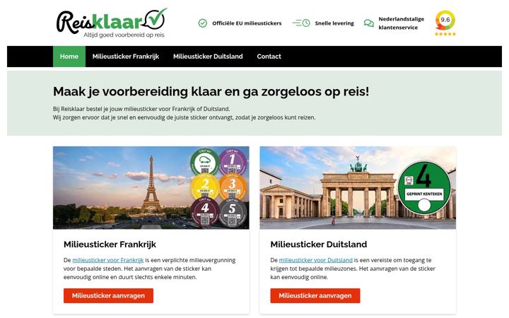 Screenshot van reisklaar.nl