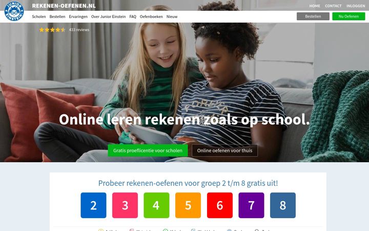 Screenshot of rekenen-oefenen.nl