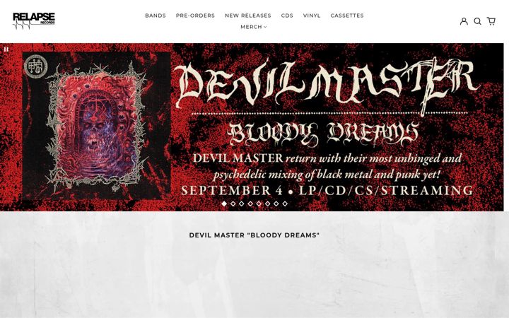 Screenshot of relapse.com