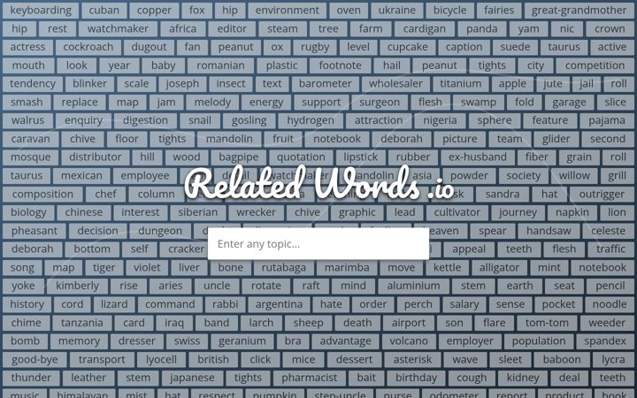 Screenshot of relatedwords.io