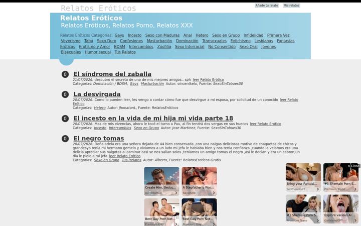 Screenshot of relatoseroticos-gratis.com