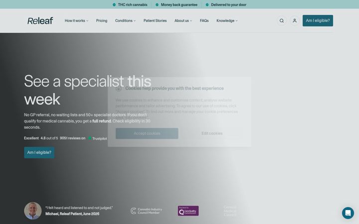 Kuvakaappaus sivustosta releaf.co.uk