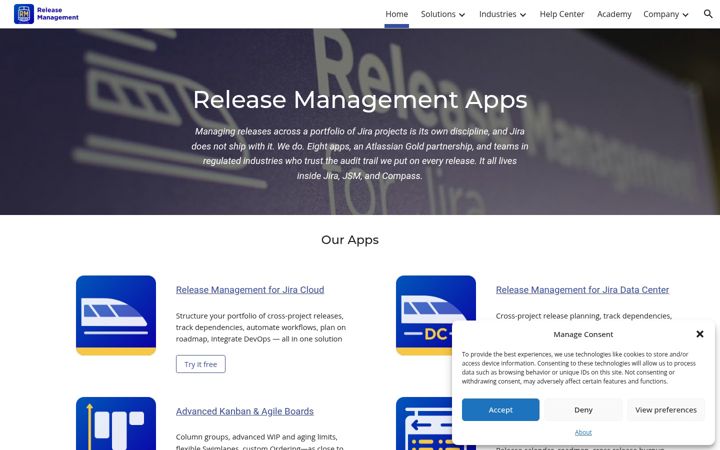 Ekrano kopija releasemanagement.app