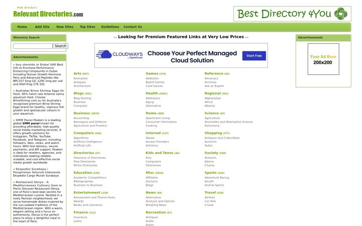 Screenshot of relevantdirectories.com