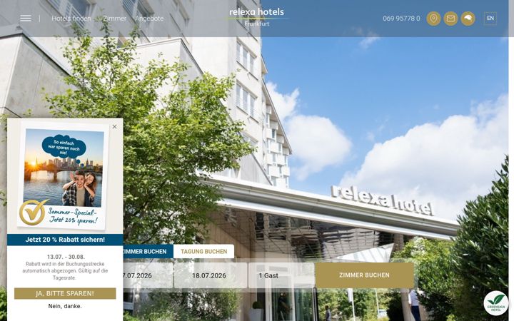 Screenshot του relexa-hotel-frankfurt.de
