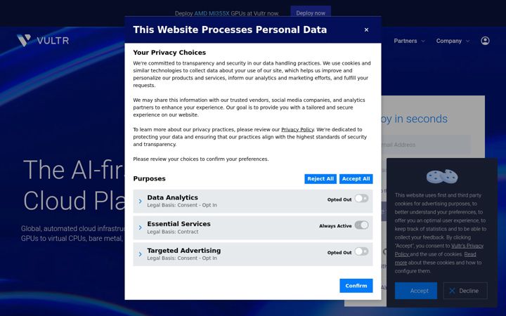 Screenshot of reliableservers.com