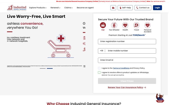 Screenshot of reliancegeneral.co.in