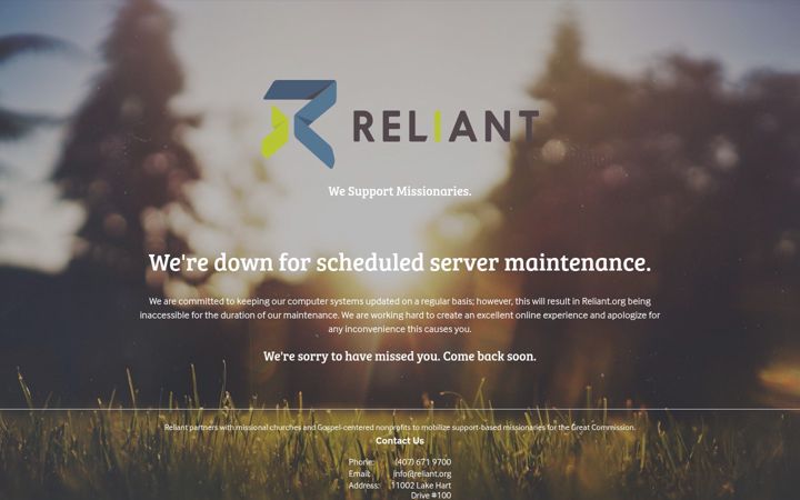 Screenshot of reliant.org