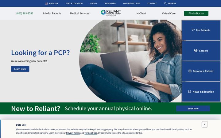 Screenshot of reliantmedicalgroup.org