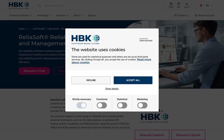 Screenshot of reliasoft.com