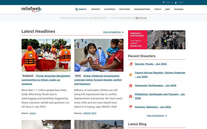 Skærmbillede af reliefweb.int