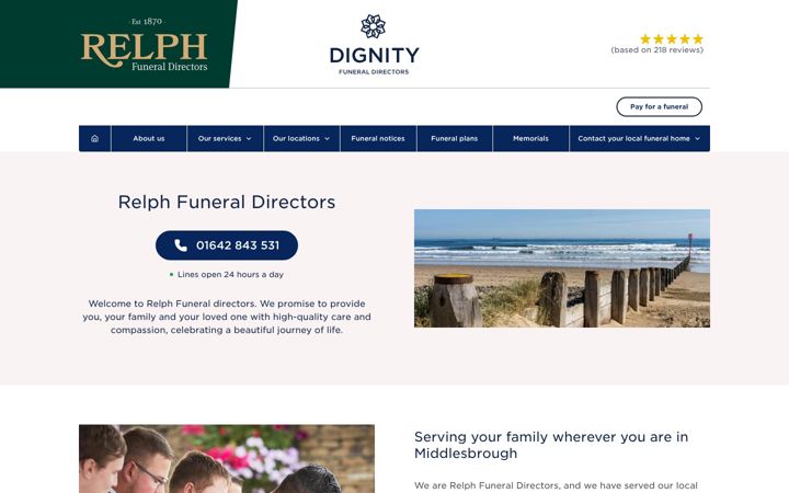 Screenshot of relphfunerals.co.uk