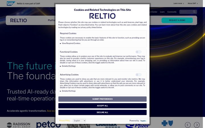 Screenshot of reltio.com