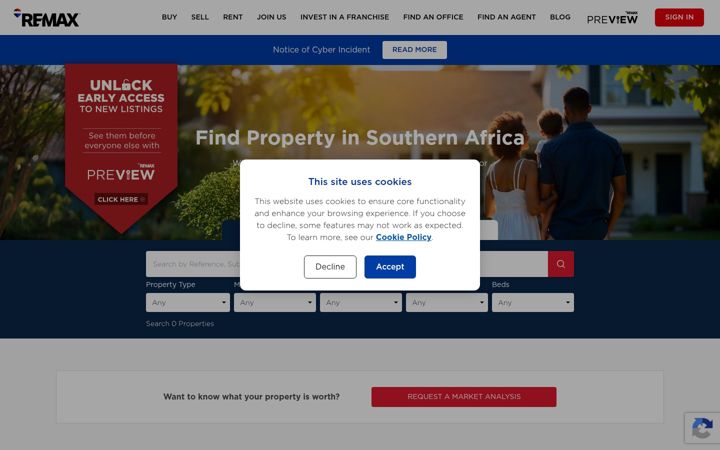 Screenshot of remax.co.za