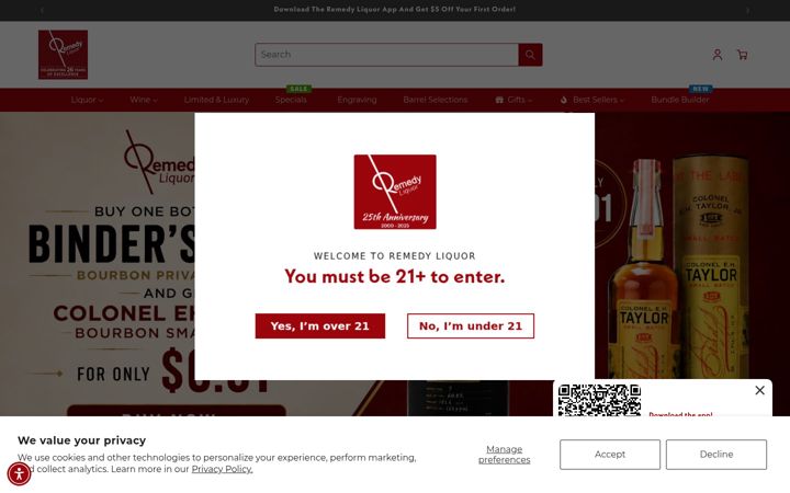 Screenshot of remedyliquor.com