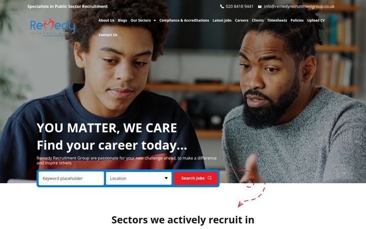 Skærmbillede af remedyrecruitmentgroup.co.uk