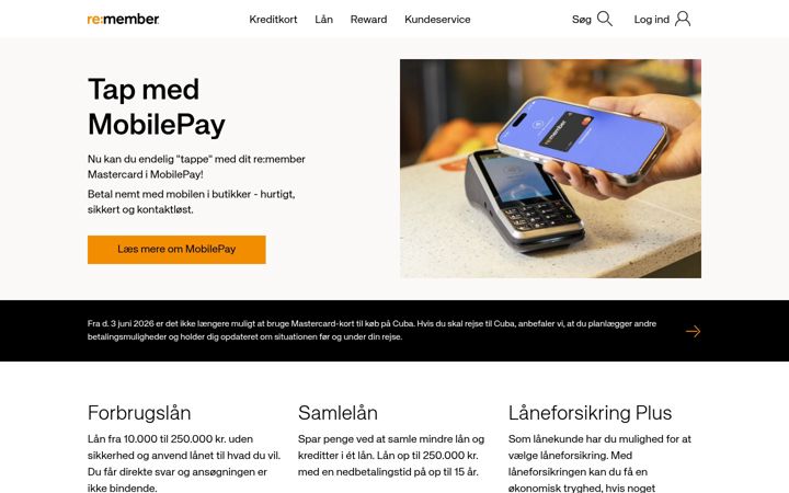 Screenshot of remember.dk