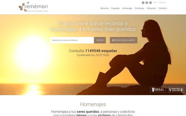 Snimka zaslona za rememori.com
