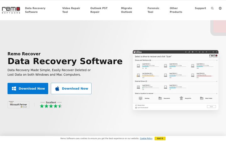 Screenshot of remosoftware.com