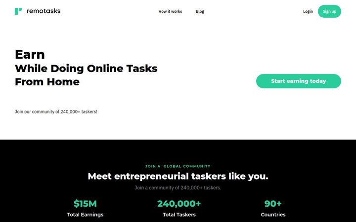 Screenshot von remotasks.com