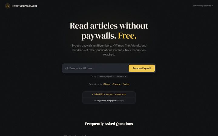 Screenshot of removepaywalls.com
