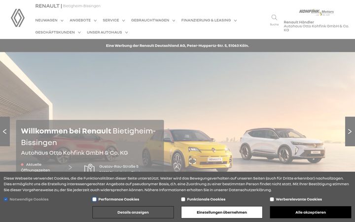 Skärmbild av renault-kohfink-bietigheim.de