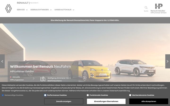 Kuvakaappaus sivustosta renault-prummer-neufahrn.de