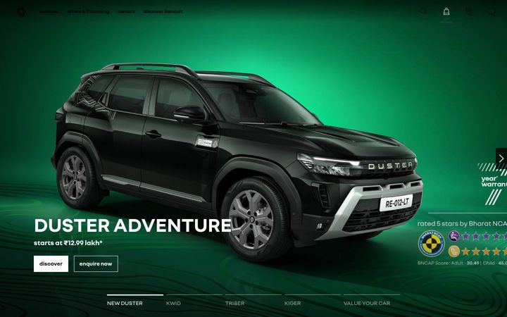 Screenshot of renault.co.in