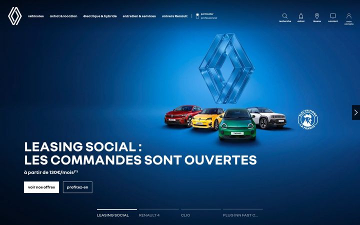 Skærmbillede af renault.fr